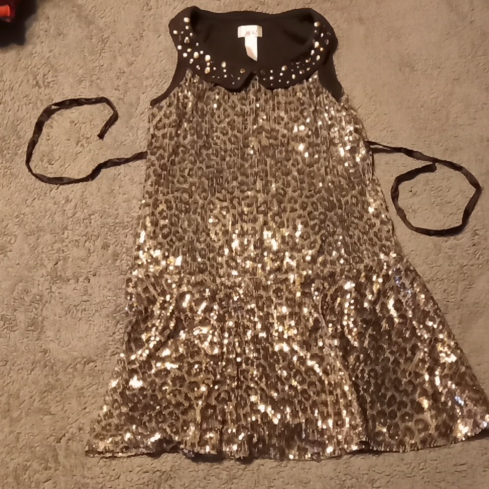 Girls Gold Sparkly Cheetah dress